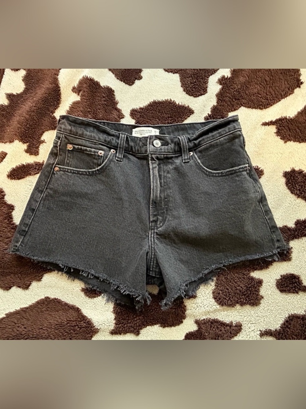 Abercrombie & Fitch Black Raw-Hem Denim Shorts